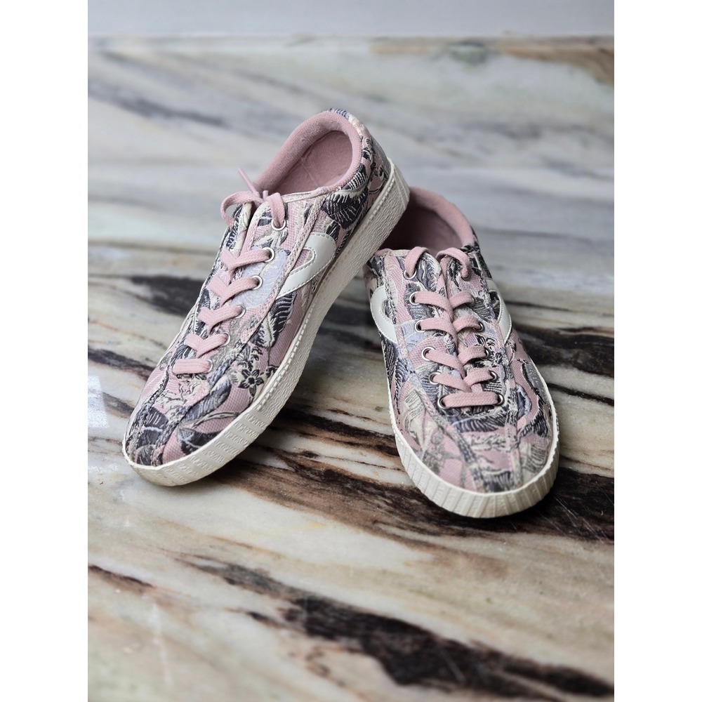 Tretorn Rawlins Pink Jacquard Tapestry‎ Floral Bird Sneakers Low Top Lace Up 6